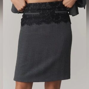 Maeve Lace Blocked Knee-Length Pencil Skirt - Gray & Black - Small - NWT